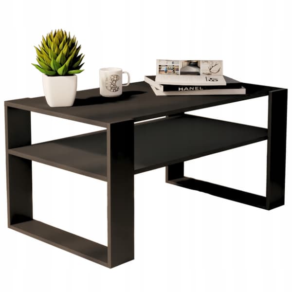 Sort sofabord 90x50cm loft retro bænkbord