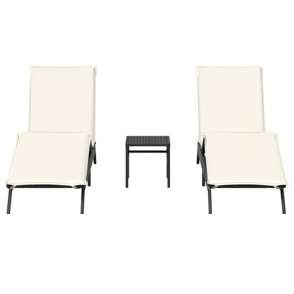 vidaXL liggestole med bord, sæt med 2, sort, polyrattan