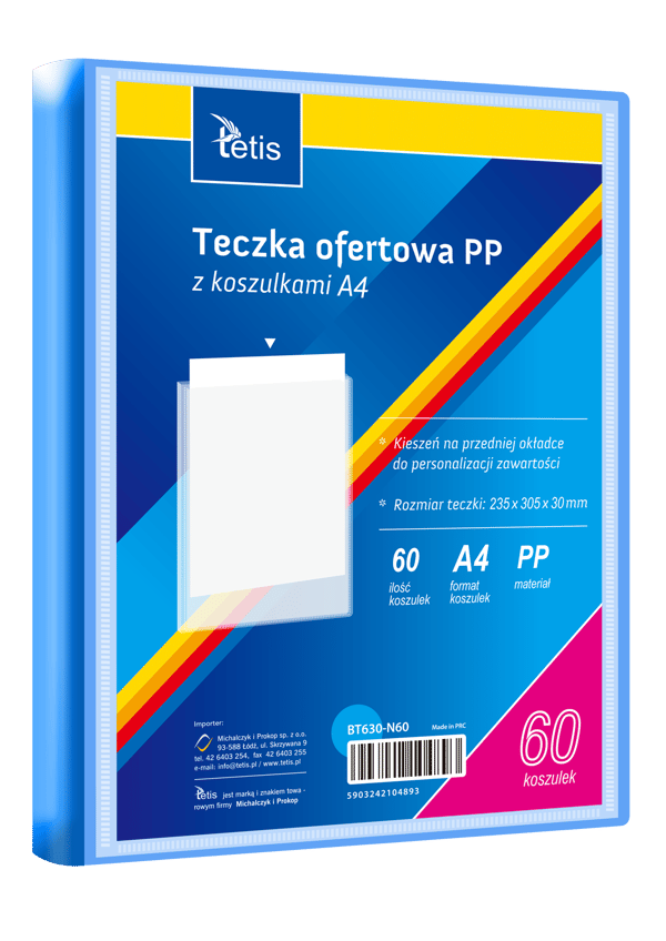 PP-esittelykansio, 60 taskua, A4, sininen