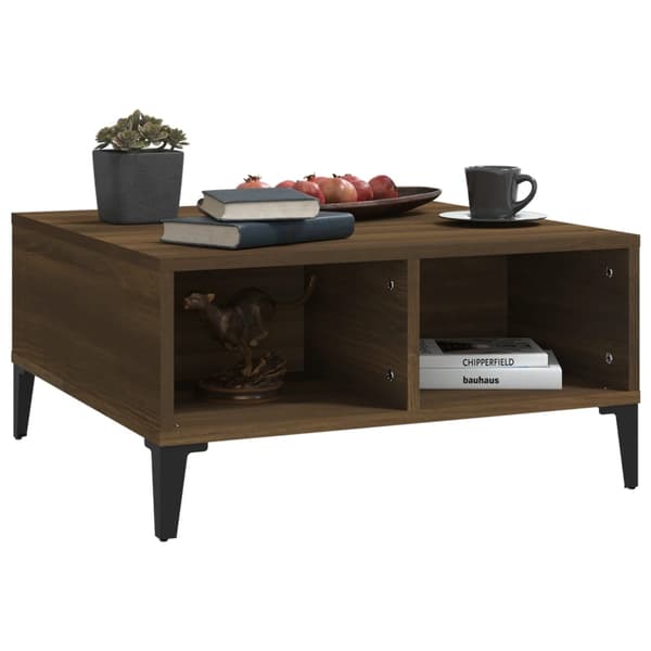 vidaXL sofabord brunt egetræ 60x60x30 cm træbaseret materiale