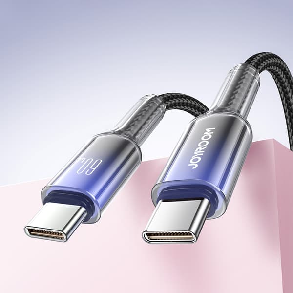 Crystal-Clear-serien 60W USB-C - USB-C 1,2m kabel - sort