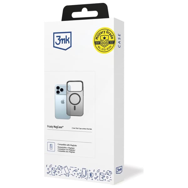 3MK Frosty MagCase til iPhone 17 Pro Max, gennemsigtig med sort