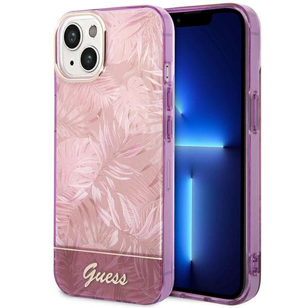 Guess Jungle Collection iPhone 14 Plus cover, lyserød