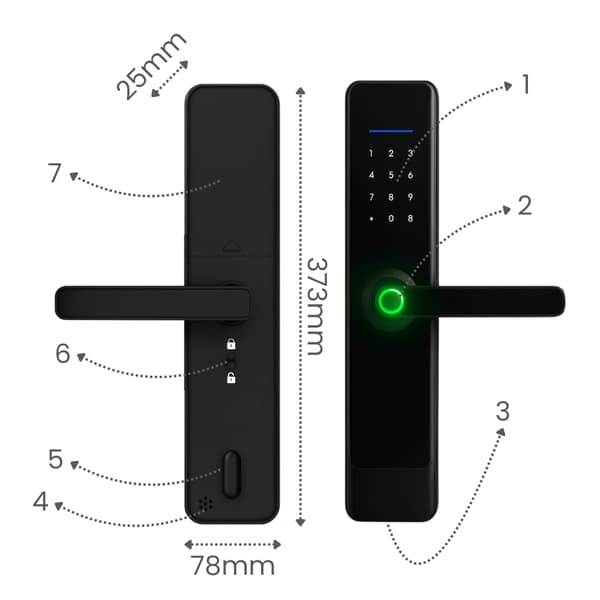 Elektroniskt låshandtag E908F 60/68 TTLock Svart