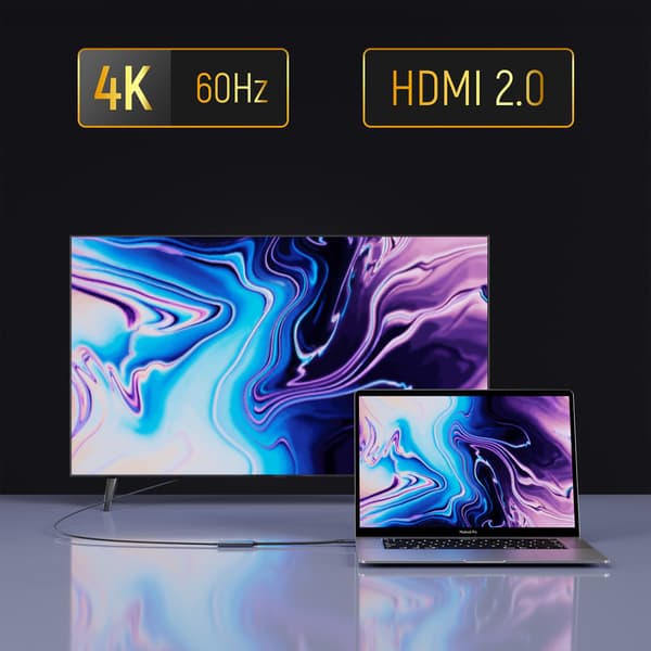 USB-C - HDMI 4K 60Hz -sovitin - musta