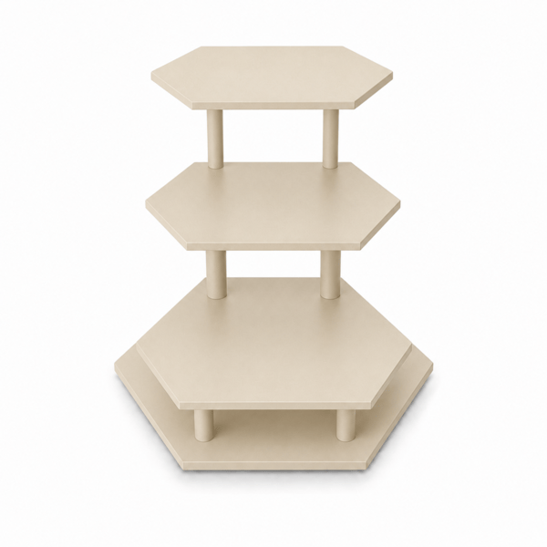 3-lags beige dekorativ displayhylde