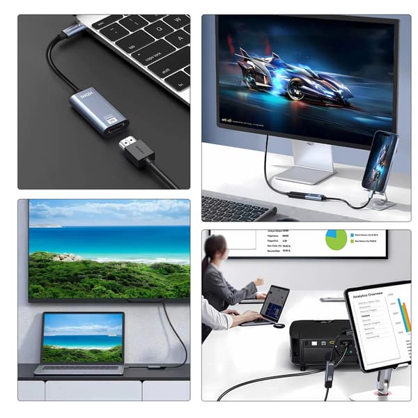 USB-C - HDMI 4K 60Hz -sovitin - musta
