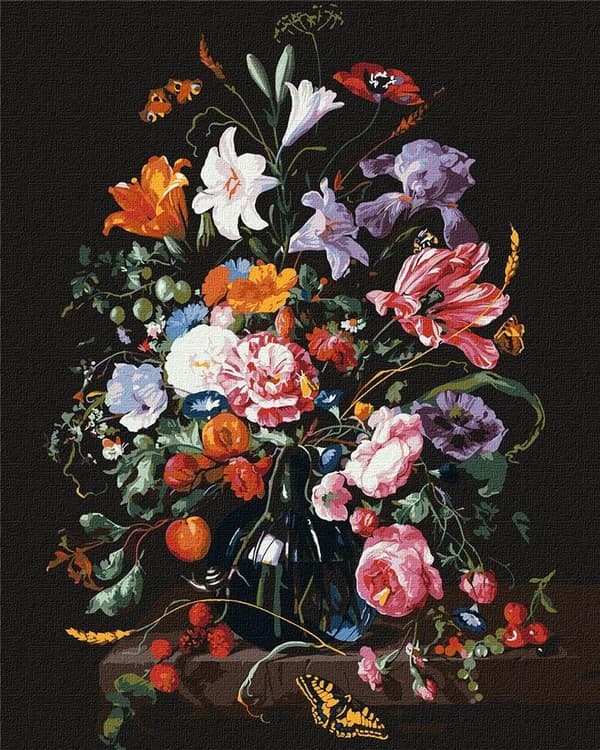 Målning efter siffror - Vas med blommor..40x50cm