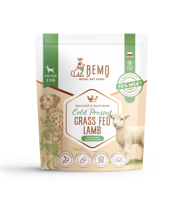 Bemo Koldpresset Græsfodret Lam - koldpresset hundefoder med lam 1 kg