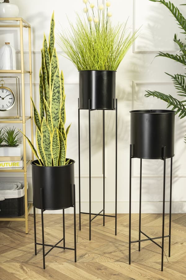 Blomstativ med lock 95 cm svart