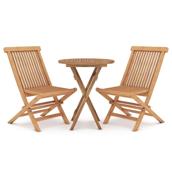 vidaXL 3-delat trädgårdsmöbelset, massiv teak
