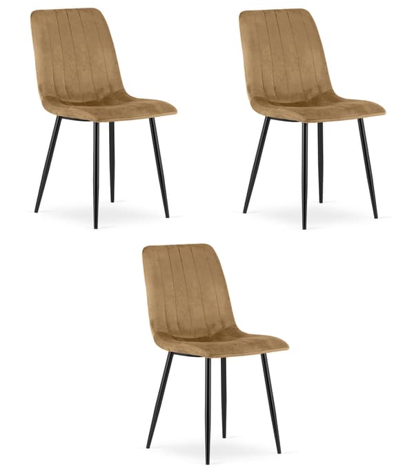LAVA stol - brun fløjl / sorte ben x 3