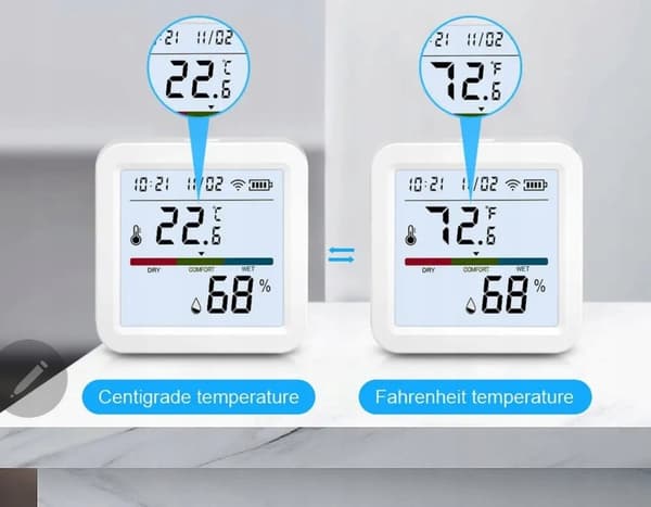 TH05Z Tuya Zigbee temperatur- og fugtighedssensor, UR, LCD-display