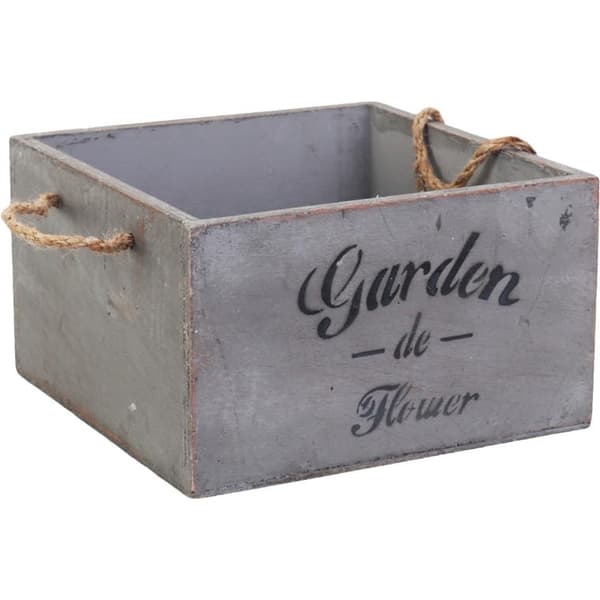 Mellemstor træ vintage havepotte med håndtag