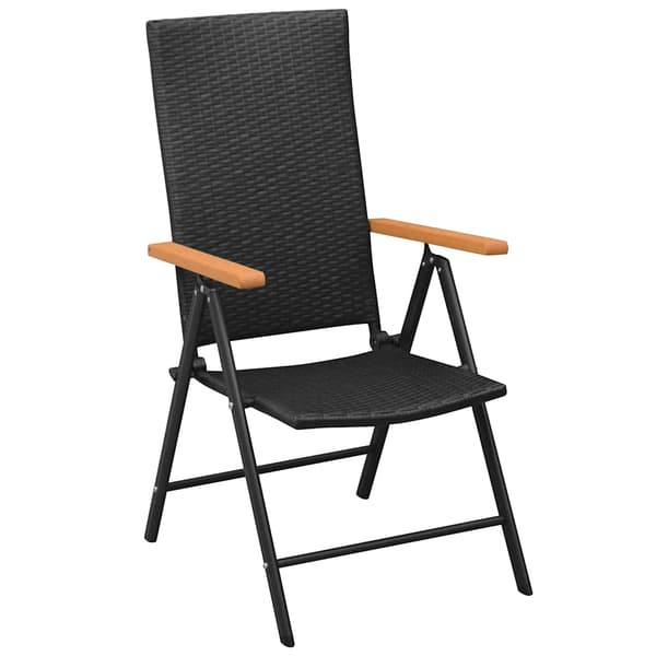 vidaXL stabelbare havestole, sæt med 2, polyrattan, sort