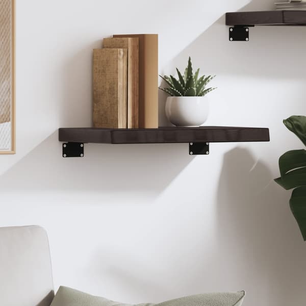 vidaXL hylde mørkebrun 40x30x(2-4) cm egetræsfinish