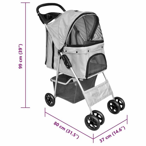 vidaXL foldbar klapvogn til hund/kat grå