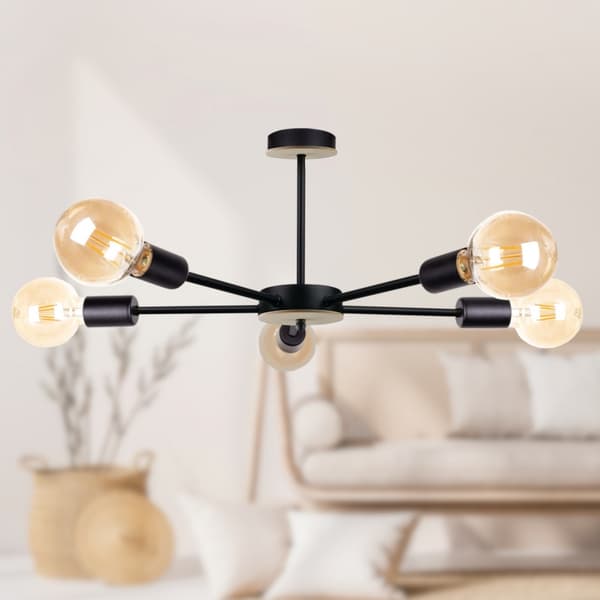Loftlampe 5xE27 SUN WOOD SORT