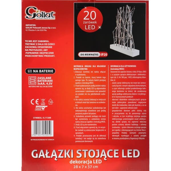 Koriste - oksia LED-valoilla 28 cm