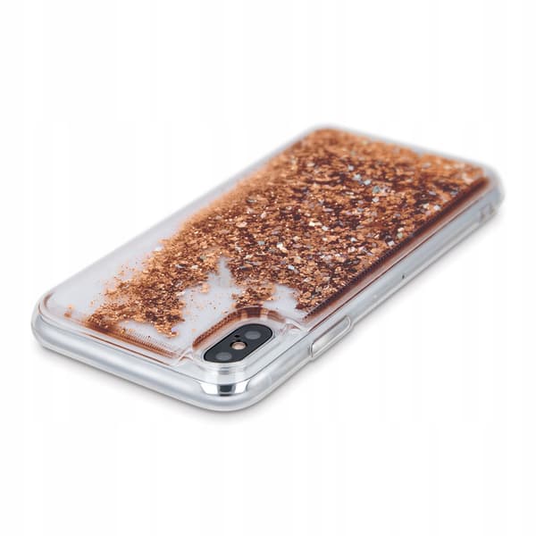 FLYDENDE GULD GLITTERETUIL TIL IPHONE 14 + GLAS