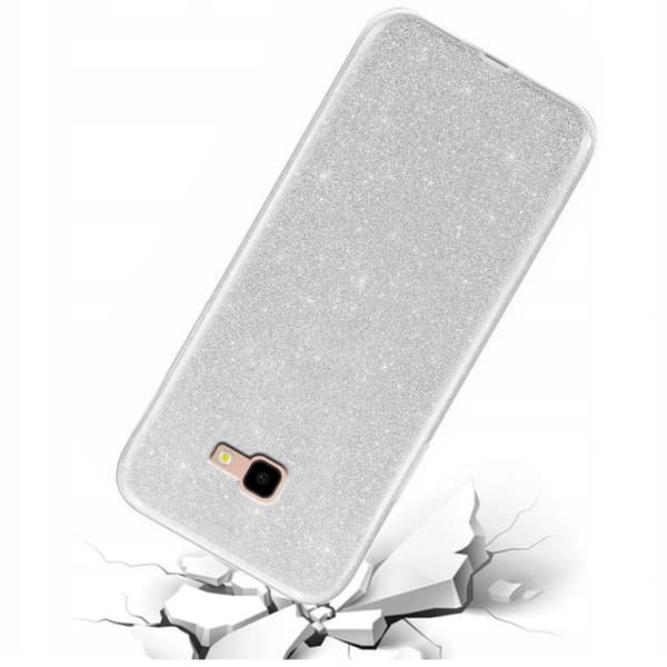 Glitter-cover til Samsung Galaxy J4+ Plus, sølv