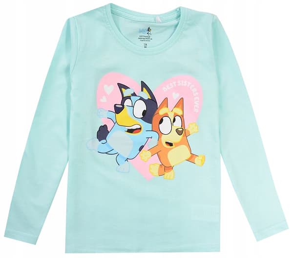 Blå hundepigebluse langærmet mintgrøn str. 104