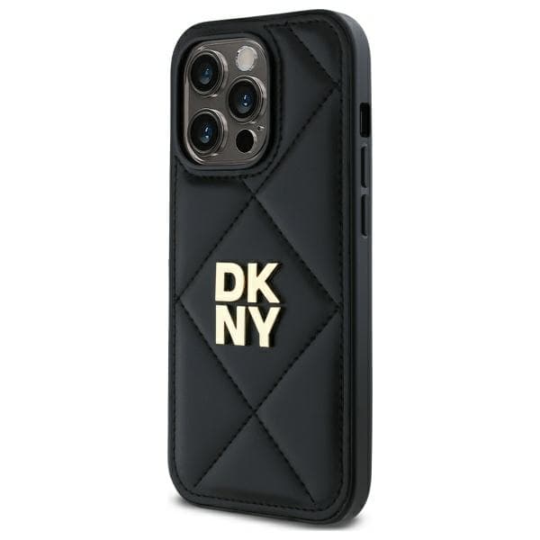 DKNY Quilted Stack Logo iPhone 14 Pro-skal, Svart