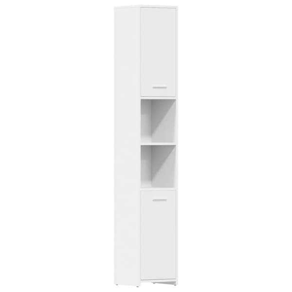 vidaXL badeværelsesskab hvid 30x30x183,5 cm spånplade