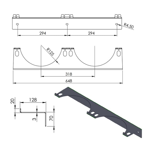 Väggfäste för 2 gasflaskor, max. flaskdiameter 250 mm PRO-LINE