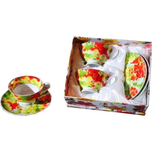 Kaffeservis med blommotiv