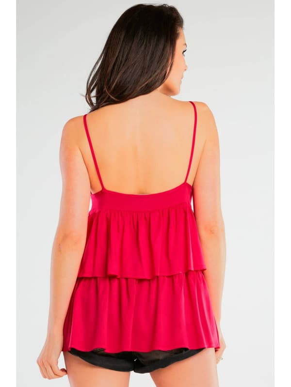 Sommarblus med lös passform, fuchsia L/XL