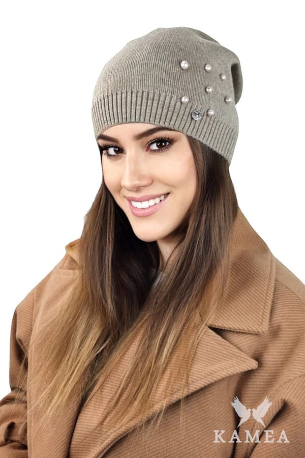 CALCITE KAMEA vinterhue, mørk beige