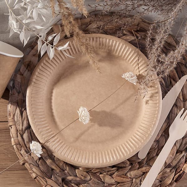 Engångstallrikar i kraftpapper 23 cm 50 st