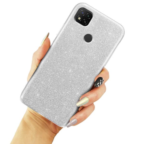 Glitteretui til Xiaomi Redmi 9C, Sølv