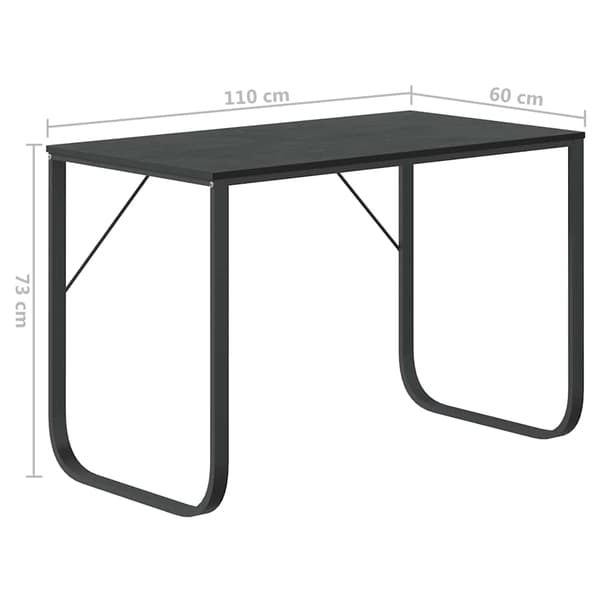 vidaXL computerbord, sort, 110x60x73 cm, spånplade