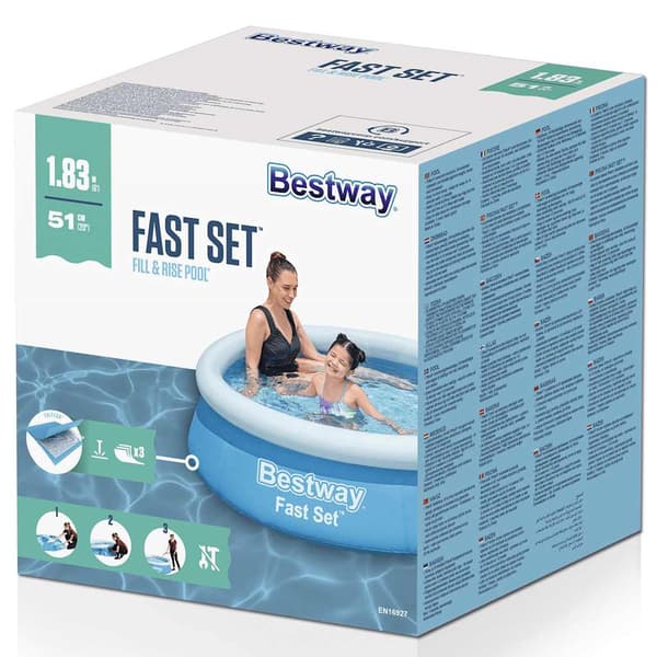 Bestway Fast Set oppustelig pool, rund, 183x51 cm, blå