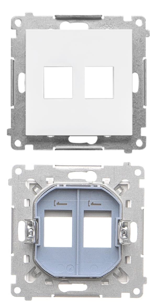 Simon 55 Double Flat Keystone -pistorasian suojus, valkoinen