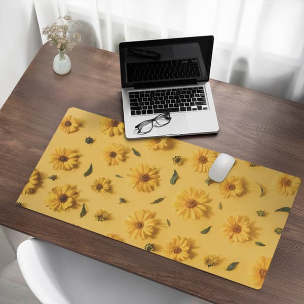 Skyttesmåtte i vinyl til arbejdspladsblomster mod baggrund 100x50 cm