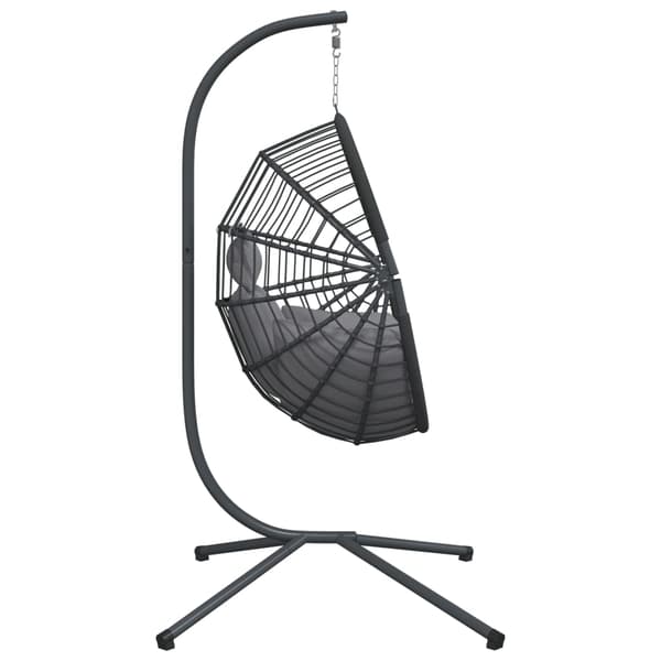 vidaXL Cocoon-riipputuoli jalustalla, harmaa rottinki ja teräs