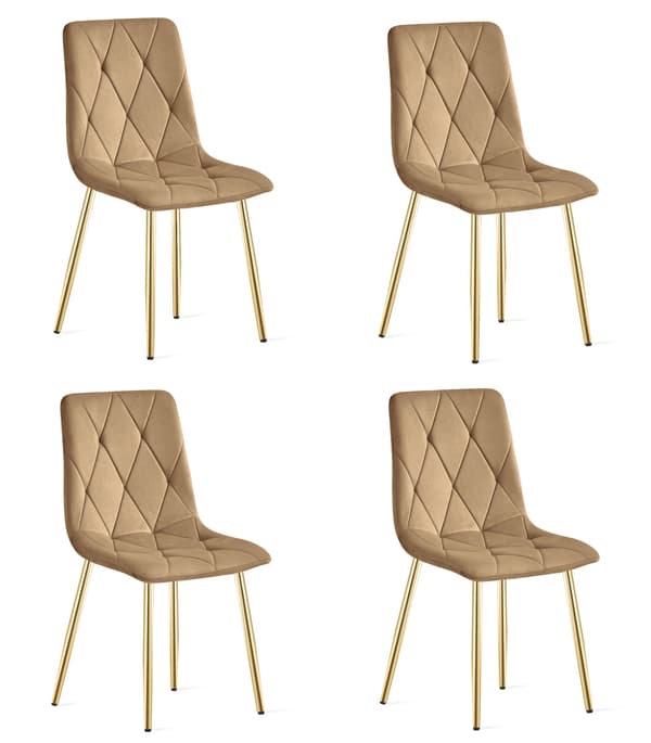 LIBRA stol - brun fløjl / guldben x 4