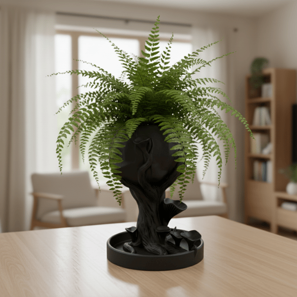 Sort dekorativ urtepotte formet som en svamp til planter, moderne design