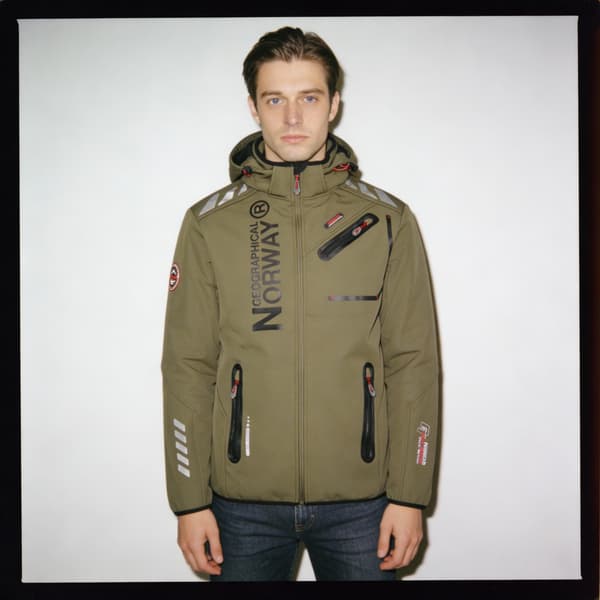 Geographical Norway Royaute softshell jakke khaki og sort herre M