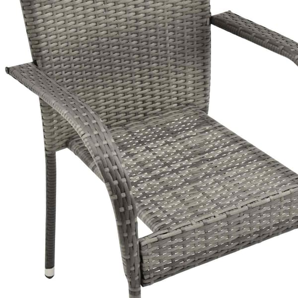 vidaXL stabelbare havestole, sæt med 2, grå, polyrattan