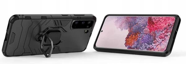 ETUI TIL SAMSUNG GALAXY S21 RING ARMOR BAGSIDE SORT ETUI + GLAS