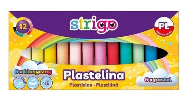 Plasticine 6 farver + 6 pastel STRIGO