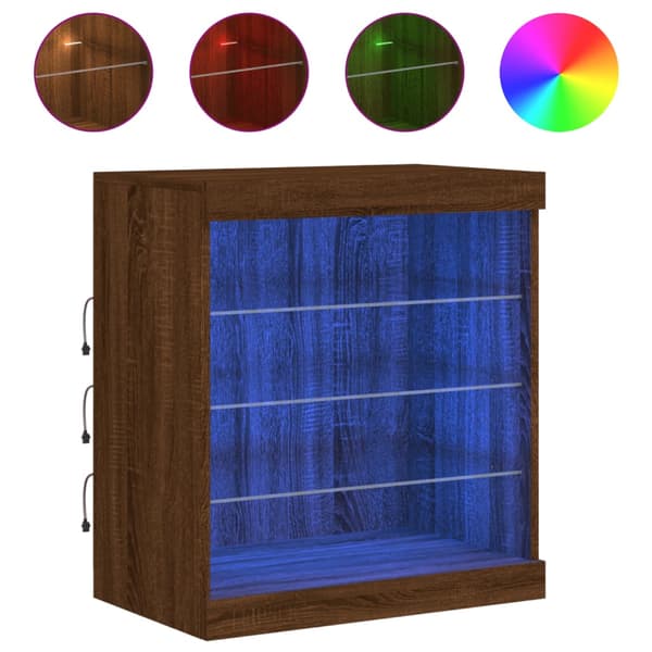 vidaXL LED-skab brunt egetræ 60,5x37x67 cm