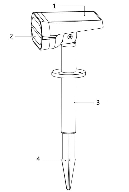 Solcellsdriven LED-trädgårdsspotlight hermetisk lampa SRO-2 Neutral