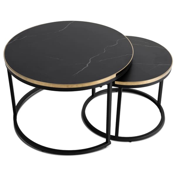 ARON sofabordgruppe 70 cm/50 cm sort marmor glamour