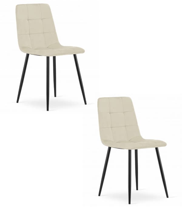 KARA stol - lys beige fløjl / sorte ben x 2