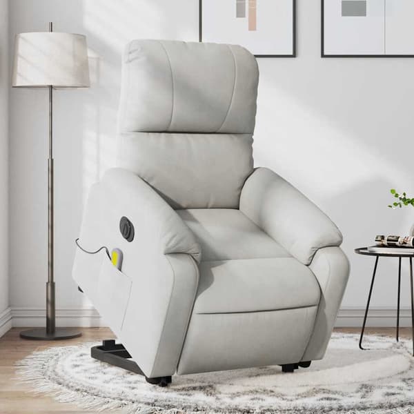 vidaXL Lyftbar massagefåtölj ljusgrå mikrofiber